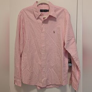 Pink & White Checkered Plaid Ralph Lauren Burton Down Shirt